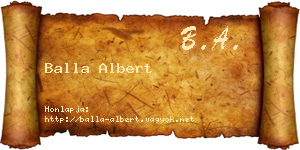 Balla Albert névjegykártya